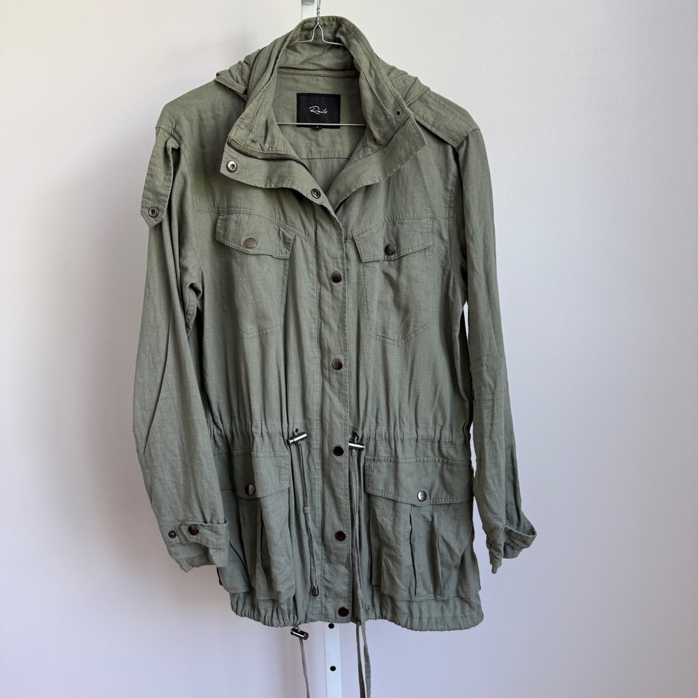 Rails Linen Rugged Outdoors Granola Hiking Anorak Jacket S Green